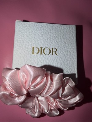 Christian Dior Pink Satin Scrunchie Hair Tie w/Box Logo  display picture 1