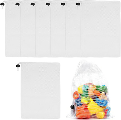 8 PCS Mesh Bag Set, 8X12 Inch Nylon Drawstring Bags Laundry Bags Cord Lock