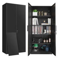 71"Metal Locking cabinet with Doors Garage Storage Cabinet with Adjustable Shelf