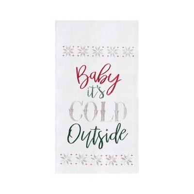 ''Baby It's Cold Outside'' Embroidered 100% Cotton Flour Sack Christmas Dishtowel
