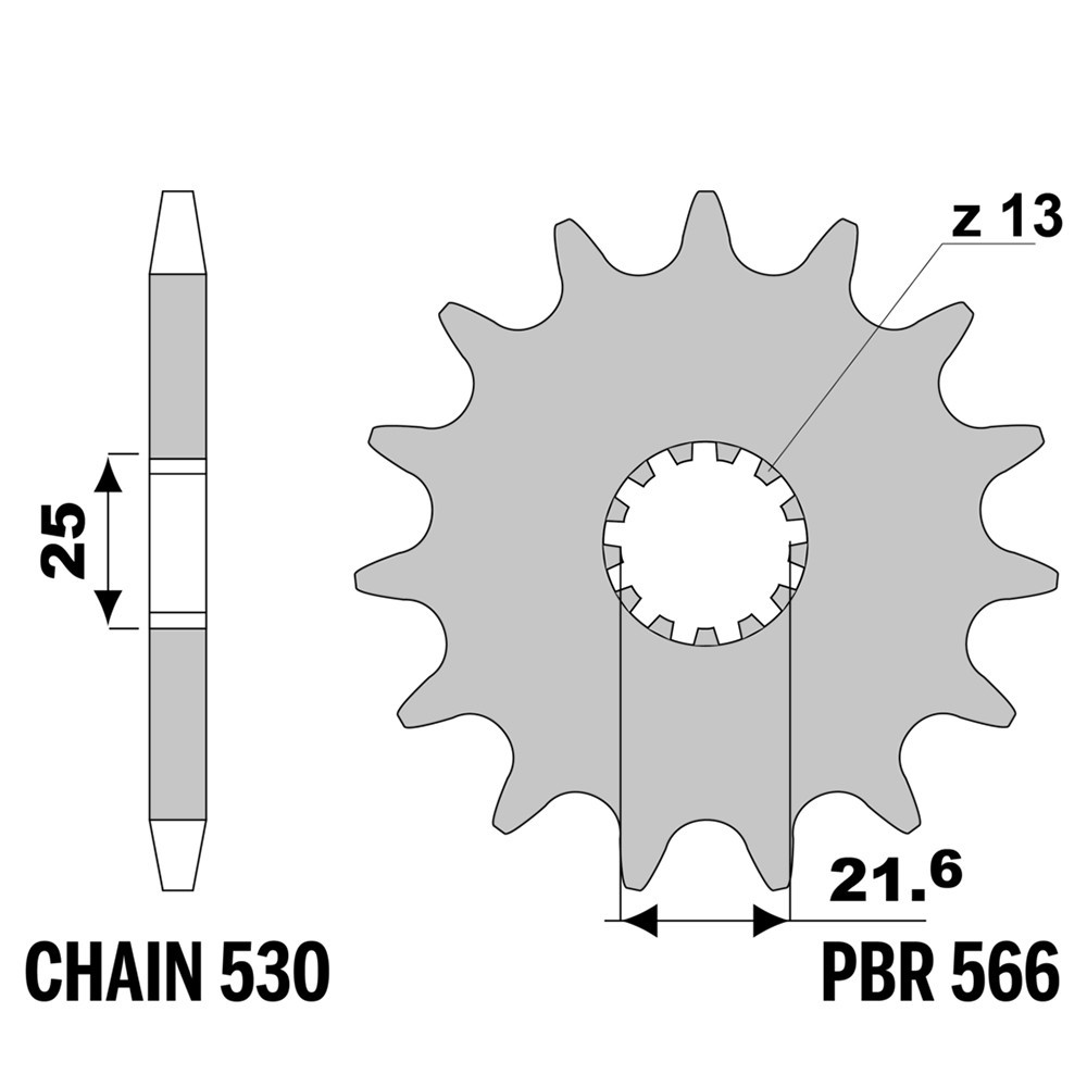Pignon avant PBR 16 dents pas 530 pour moto Kawasaki Z650 SR 1979-1980