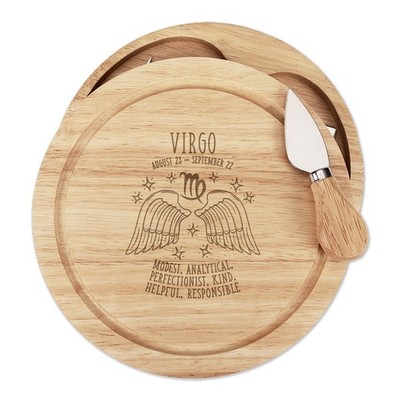 Gift Base Sternzeichen Widder Käsebrett Messer Set Holz 21x21x3.5cm 1-teilig