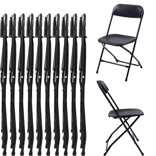 Simple Deluxe 10 Pack Black Plastic Folding Chair, Indoor Outdoor Stackable Seat - Picture 1 of 8