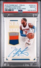 2015 National Treasures Carmelo Anthony NBA Gear Patch Auto JERSEY #d 7/10 PSA 8