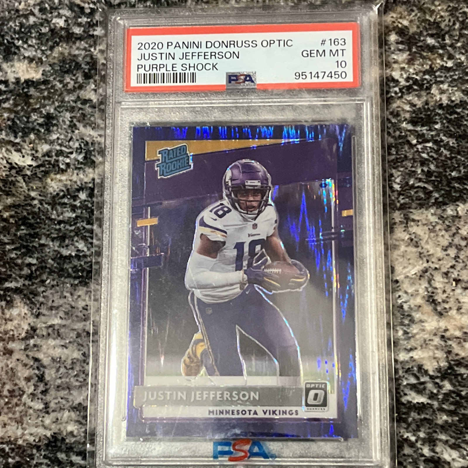 Justin Jefferson Panini Donruss Optic #163 Purple Shock