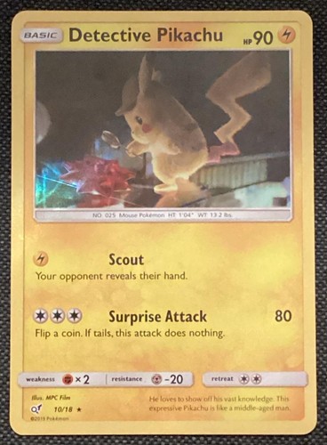 2019 Pokemon Sun & Moon Detective Pikachu #10/18 Holo