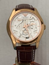 Emporio Armani Men's Mechanical Automatic Brown Leather Strap Watch  AR4675 