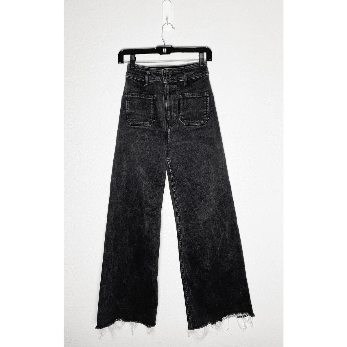 Zara Women's Jeans The Patch Pockets Marine Straight Wide