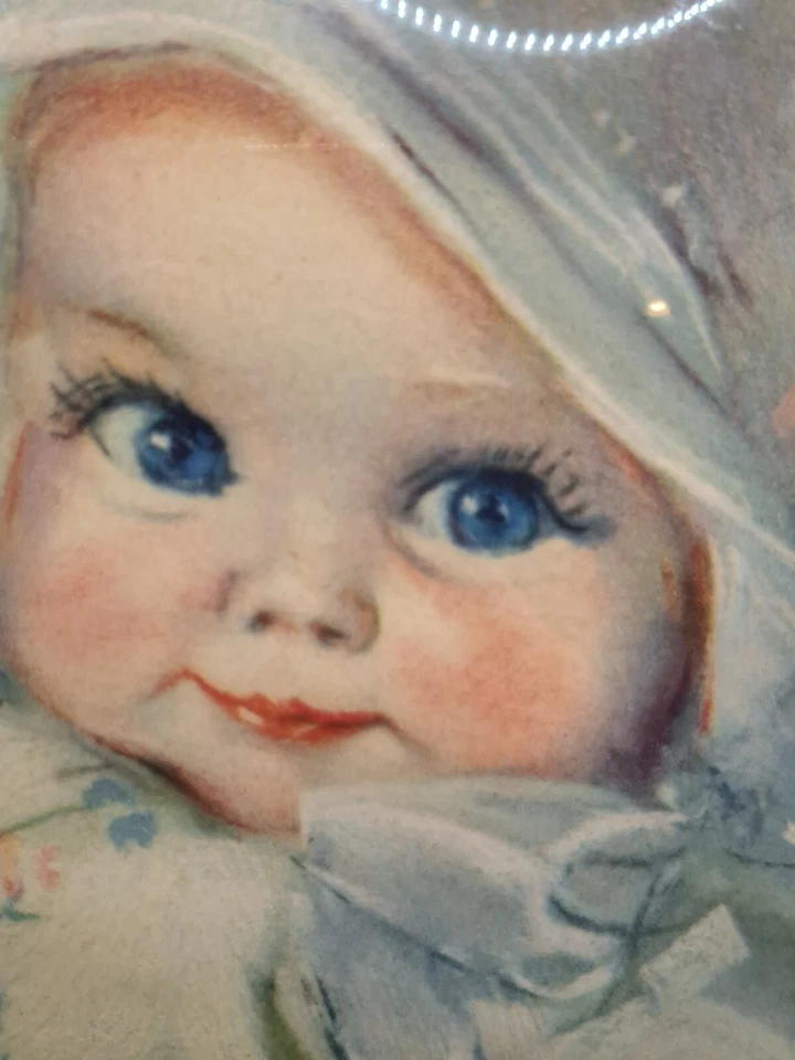 PLACA DE PARED marco burbuja bebé de colección imagen vidrio convexo para guardería Peter Watson Foto 4 de 4