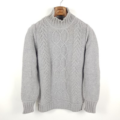 Daggs Pullover Herren XL Grau Wolle Grobstrick Chunky Sweater Cable Knit Kragen