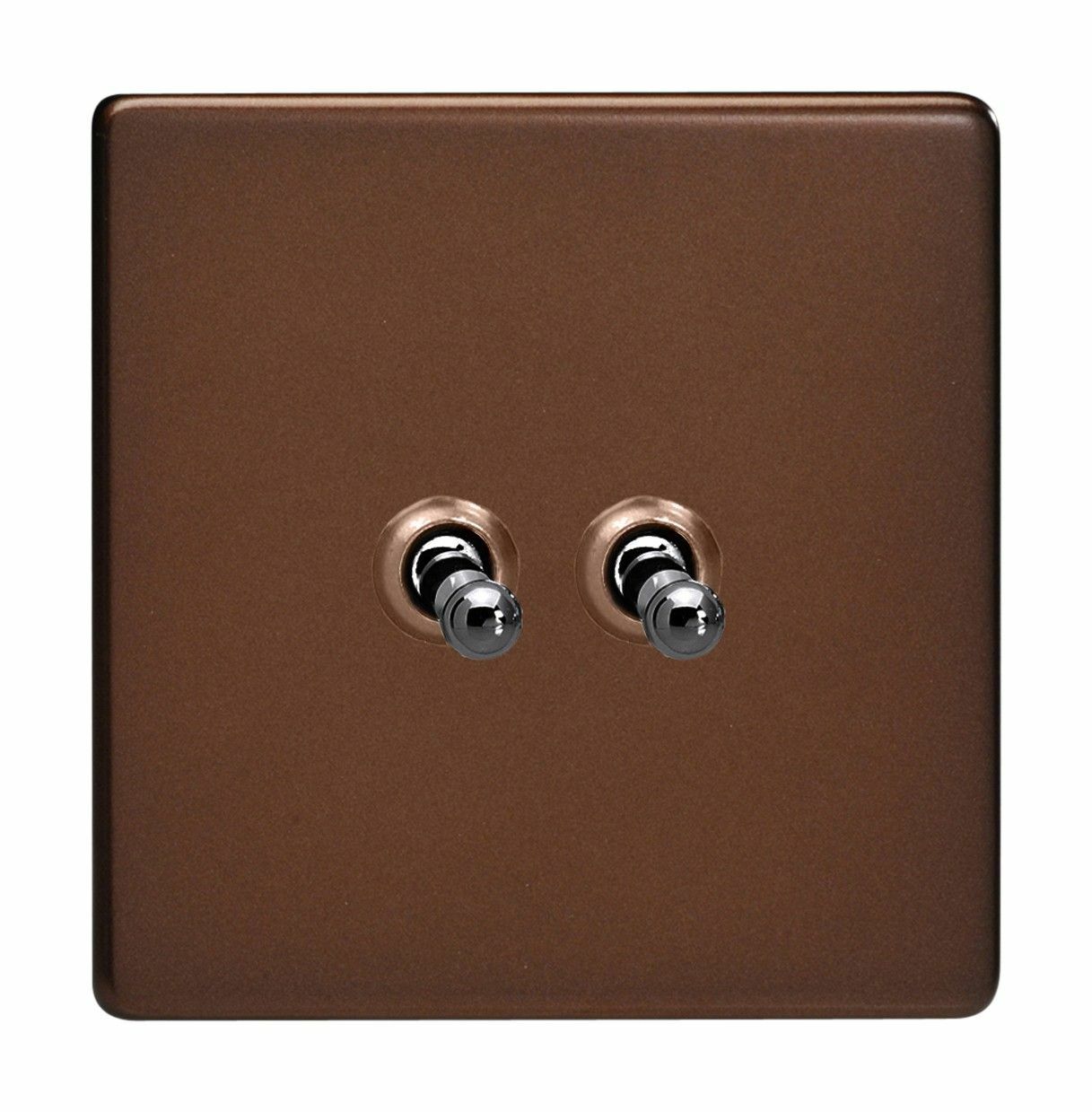 Varilight XDMT2S Screwless Mocha 2 Gang 10A 1 or 2 Way Toggle Light Switch