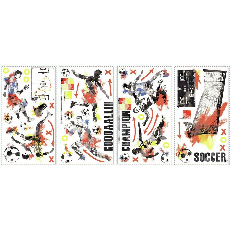 Nuevas calcomanías de pared de fútbol para hombre pegatinas deportivas decoración de dormitorio para niños Foto 3 de 3