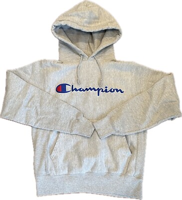 Champion Reverse Weave Mens Script SpellOut Hoodie Sweatshirt