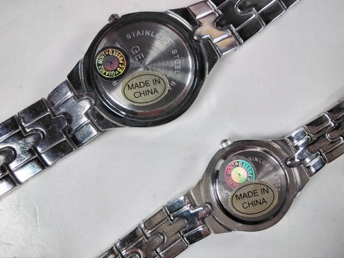 Geneva His & Her Matching Silver Tone Quartz Watches In Box Untested - Picture 7 of 14