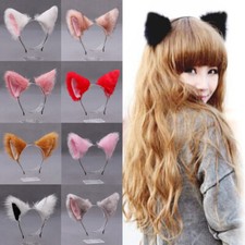 Plush Fluffy Cat Ears Hair Hoop Faux Fur Hairband Head Band Headwear Accessory