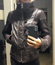 Geniune Leather Firetrap Womens Biker Jacket - Brown Size Xs