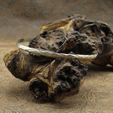  Simple Hammered Sterling Silver Bangle Bracelet
