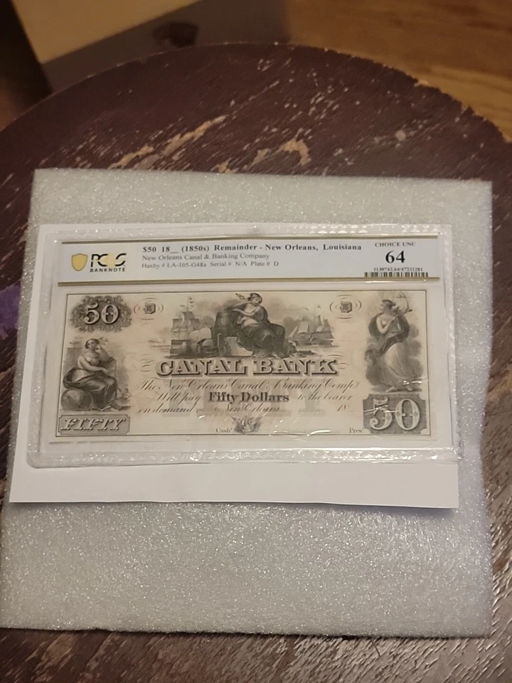 $50 1850 New Orleans Canal Bank Graded **TOP POP**RARE Condition Look For Comps. - Image 2 of 4