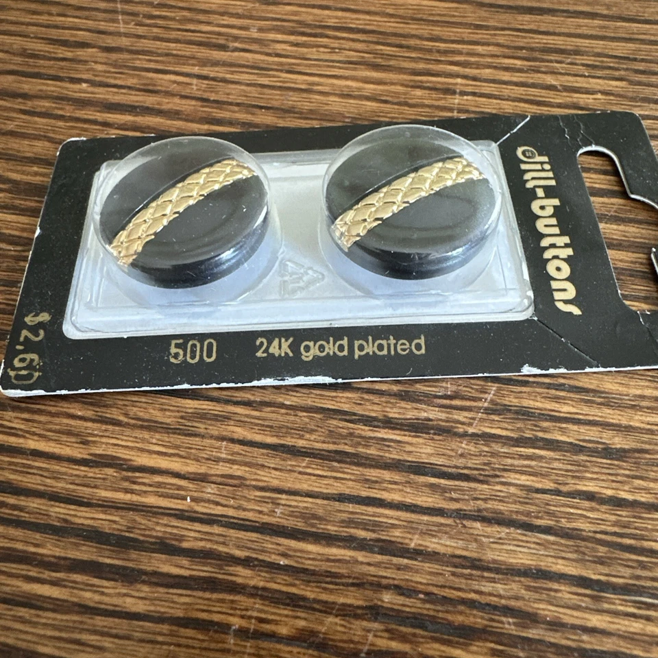 New Vtg 2 PK Dill Buttons 24K Gold Plated #500 7/8” 23MM Made in Germany - Image 3 of 3