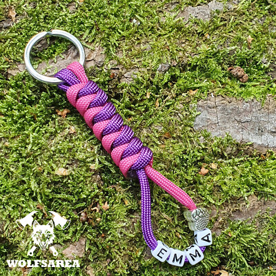 1 Schlüsselanhänger Paracord mit Wunschnamen Handmade basteln Keychain