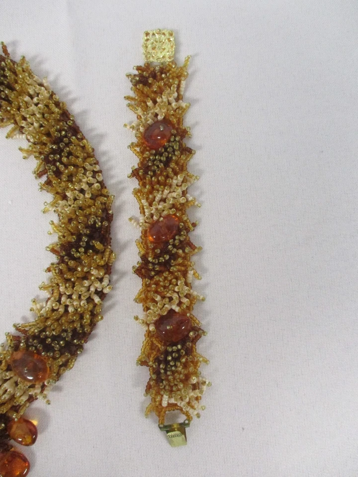 INTRICATE BALTIC AMBER VOLGA RIVER BEAD NECKLACE & BRACELET - Image 4 of 4