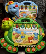 Two V Tech Touch And Teach Educational Toys. Turtle And Elephant. Both Tested.