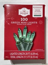 Holiday Time 100 Green Mini Lights Green Wire