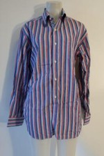 Mens Tailorbyrd Collection Blue Red Striped Button-Up Dress Shirt XL