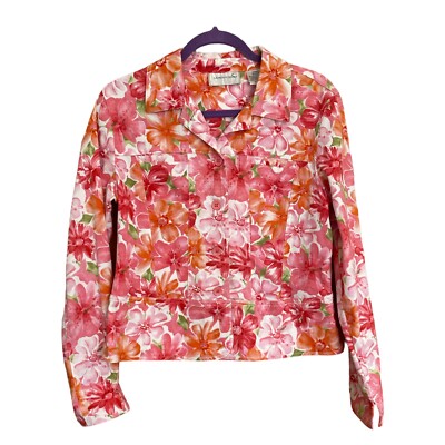 Lemon Grass Studio Size Medium Pink Floral Tapestry Blazer Jacket  Button Front