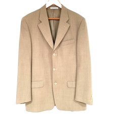 Bachrach 100 Wool Blazer Mens 42R Tan Made in Italy Sportscoat 3 Button Lined