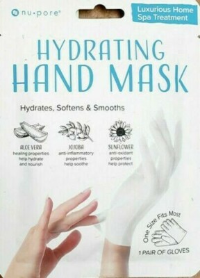 3 Pairs Nu-Pore Moisturizing Hand Gloves Home Spa Treatment Jojoba Oil Aloe Vera