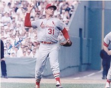 DICK HUGHES  ST. LOUIS CARDINALS   ACTION SIGNED 8x10