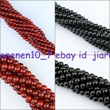 4/6/8/10/12mm Red  Black Agate Onyx Gemstone Round Loose Beads 15inch