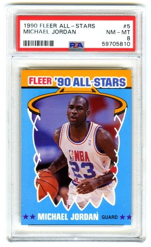 MICHAEL JORDAN~CHICAGO BULLS~1990 FLEER ALL-STAR PSA-8 NM-MT NBA CARD#5~NEW CASE