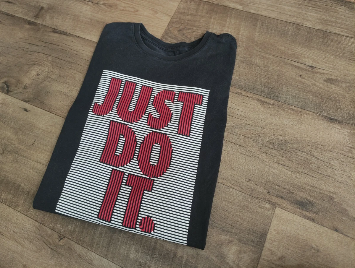 Nike Just Do It T Shirt Black Print Big Size L eBay