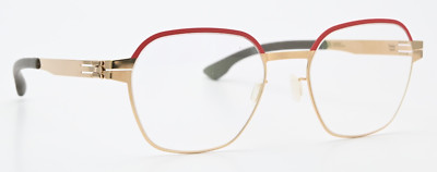 IC! BERLIN Brille Theda Rogochi Glanz Gold Rot Eckig Quadrat Leicht Flexibel M