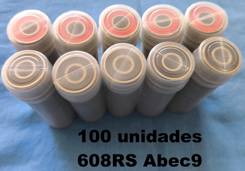 100 Rodamientos 608 RS, ABEC 9, patines, skate, scooters, 100 unidades - Imagen 2 de 4