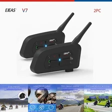 2X EJEAS V7 Motorcycle Helmet Bluetooth Intercom 2 Way 700M Headset V6 Updated