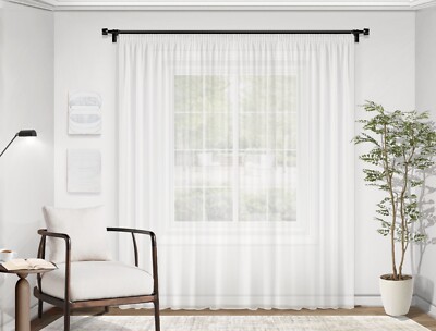 Gardinen Stores Vorhang Langstore Gardine mit Kräuselband Voile weiß transparent