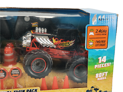 Mondo 63679 RC Monster Truck Bone Shaker 17 Motors Remote Control Car for  Kids 2.4 GHz-Red/Black-63679, Hot Wheels Livery