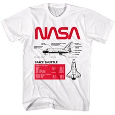 NASA Shuttle Launch Men's T Shirt USA Space Designs on The Moon White Cotton