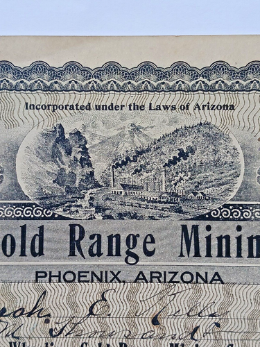~Wheeling Gold Mining Company 1912 Stock Certificate – Phoenix Arizona~ - Picture 3 of 8