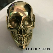 Lot Of 10 PCs Brass Designer Polish Skull Head Handle For Walking Stick Cane