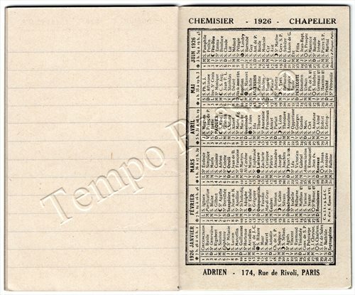 Kalender Adrien. Bluse und Hutmacher (Paris) - 1925/26 - Bild 4 von 5