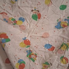 Vintage 80s Rainbow Whimsical Clown Circus Crib Sheet 1985 Kendall Co.