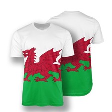 Custom Welsh Dragon Flag T-Shirt All Over Print Unisex Patriotic Tee Gift