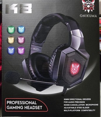 ONIKUMA K8 Professional Gaming Headset (wired,RGB, 50mm directional drivers) New