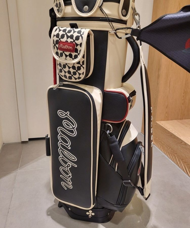2025 MALBON GOLF Caddy Bag / Stand Type / Black Synthetic Leather