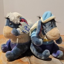 Disney Store Eeyore Winter Plush Bundle 2 Stamped Holiday Sweater Hat