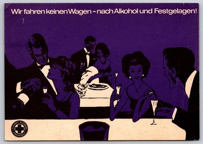 German Traffic Safety Postcard Drunk Driving Warning Bundesverkehrswacht 1967